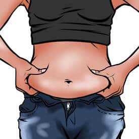 illustration of someone pinching their stomach fat